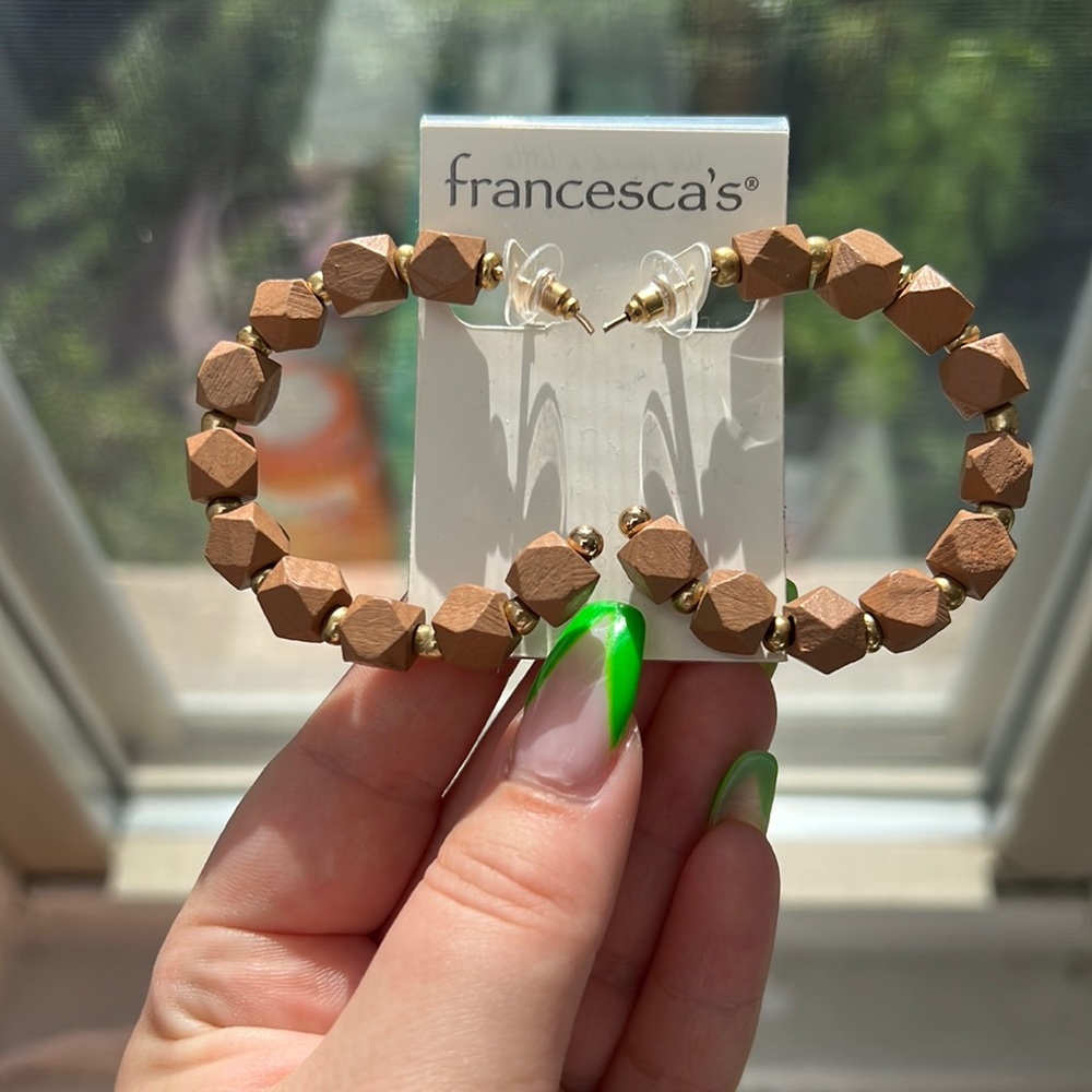 NWT Brown & Gold Francesca’s Hoop Earrings